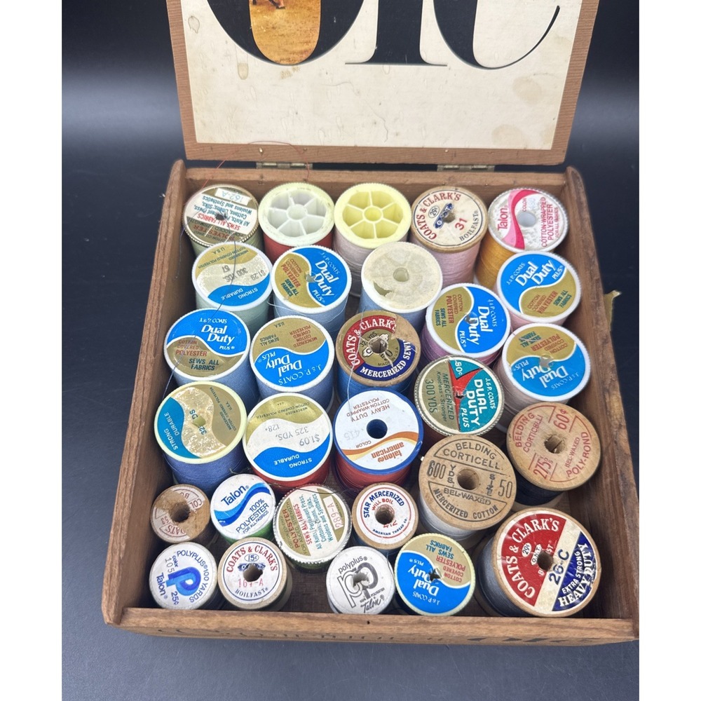 VTG Thread Spools Cotton Poly Belding Corticelli Talon Coats & Clarks Lot Of  29